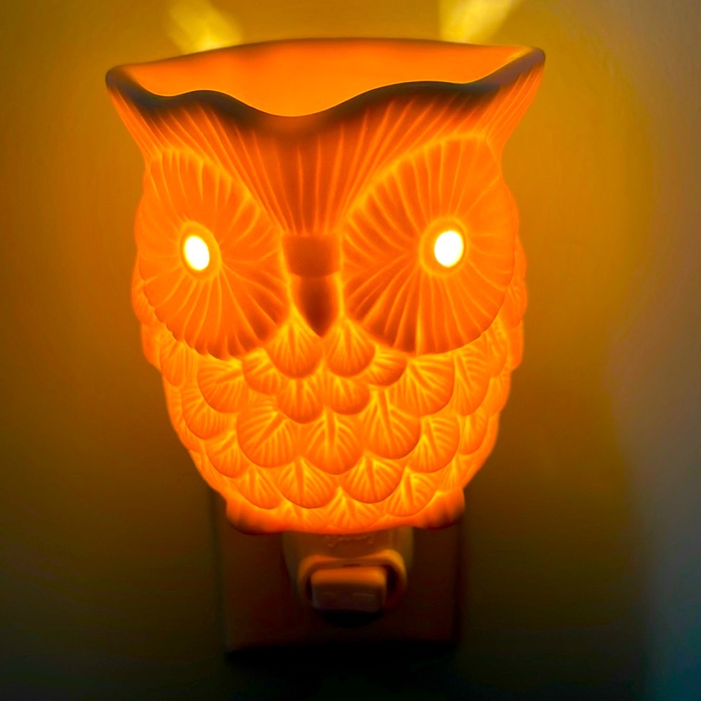 2 Scentsy Owl “Whoot” wax warmer Plug in Ceramic. Works. So pretty. no bulbs inc